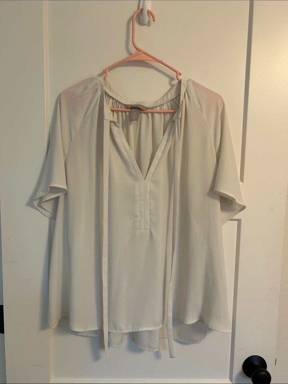H&M Light Cream Tie-Neck Blouse - Women